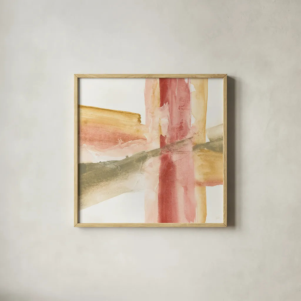 GeoScape II by Chris Paschke. Shown in a natural wood glass frame for a timeless modern aesthetic. Available as an archival giclee rolled canvas, fine art paper, or poster print. SKU 39567a.