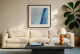 Geometrics II by Chris Paschke. Displayed in a glass frame with matte in a clean modern living room. Available as an archival giclee rolled canvas, fine art paper, or poster print. SKU 68181a.
