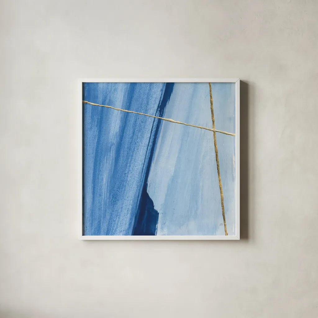 Geometrics V by Chris Paschke. Shown in a crisp white glass frame for a clean and minimalist style. Available as an archival giclee rolled canvas, fine art paper, or poster print. SKU 68184a.