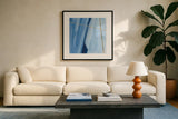 Geometrics V by Chris Paschke. Displayed in a glass frame with matte in a clean modern living room. Available as an archival giclee rolled canvas, fine art paper, or poster print. SKU 68184a.