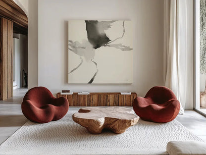 Gesture II by Chris Paschke. Shown as extra-large giant wall art in a modern living room. Available as an archival giclee rolled canvas, fine art paper, or poster print. SKU 44532a.