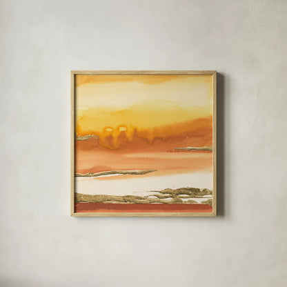 Gilded Amber I by Chris Paschke. Shown in a natural wood glass frame for a timeless modern aesthetic. Available as an archival giclee rolled canvas, fine art paper, or poster print. SKU 26742a.
