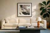 Gilded Arcs I by Chris Paschke. Displayed in a glass frame with matte in a clean modern living room. Available as an archival giclee rolled canvas, fine art paper, or poster print. SKU 31737a.