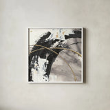 Gilded Arcs II by Chris Paschke. Shown in a crisp white glass frame for a clean and minimalist style. Available as an archival giclee rolled canvas, fine art paper, or poster print. SKU 31738a.