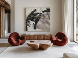 Gilded Arcs II by Chris Paschke. Shown as extra-large giant wall art in a modern living room. Available as an archival giclee rolled canvas, fine art paper, or poster print. SKU 31738a.