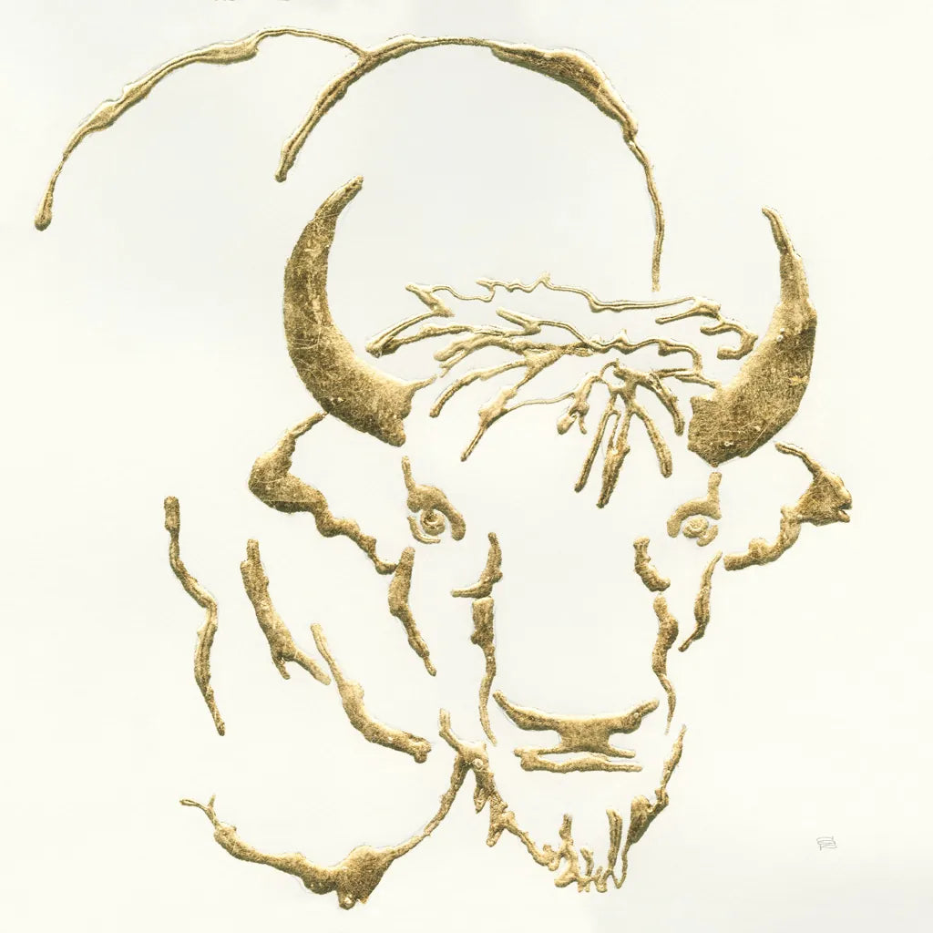 Gilded Bison by Chris Paschke. SKU 31827a. Archival Giclee Fine art print for wall decor.
