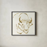 Gilded Bison by Chris Paschke. Shown in a sleek black glass frame for a contemporary gallery look. Available as an archival giclee rolled canvas, fine art paper, or poster print. SKU 31827a.