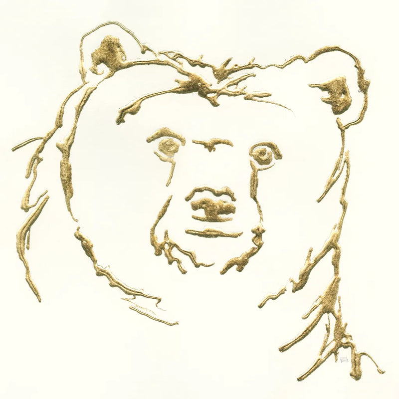 Gilded Brown Bear by Chris Paschke. SKU 31825a. Archival Giclee Fine art print for wall decor.