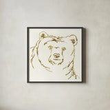 Gilded Brown Bear by Chris Paschke. Shown in a sleek black glass frame for a contemporary gallery look. Available as an archival giclee rolled canvas, fine art paper, or poster print. SKU 31825a.