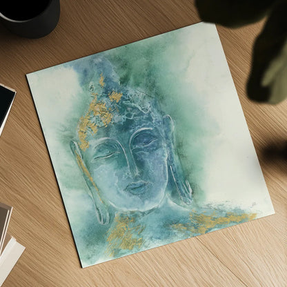 Gilded Buddha I by Chris Paschke. Shown as a detailed flat fine art print, highlighting archival giclee quality. Available as an archival giclee rolled canvas, fine art paper, or poster print. SKU 48024a.