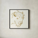 Gilded Buffalo by Chris Paschke. Shown in a sleek black glass frame for a contemporary gallery look. Available as an archival giclee rolled canvas, fine art paper, or poster print. SKU 31828a.
