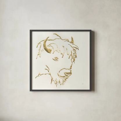 Gilded Buffalo by Chris Paschke. Shown in a sleek black glass frame for a contemporary gallery look. Available as an archival giclee rolled canvas, fine art paper, or poster print. SKU 31828a.