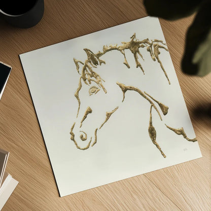 Gilded Cowpony by Chris Paschke. Shown as a detailed flat fine art print, highlighting archival giclee quality. Available as an archival giclee rolled canvas, fine art paper, or poster print. SKU 31774a.