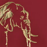 Gilded Elephant on Red by Chris Paschke. SKU 41921a. Archival Giclee Fine art print for wall decor.