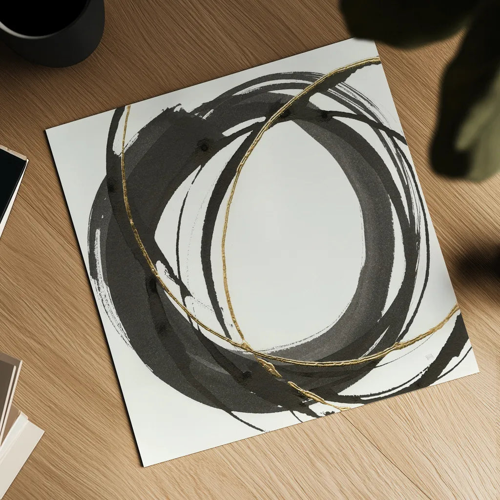 Gilded Enso I by Chris Paschke. Shown as a detailed flat fine art print, highlighting archival giclee quality. Available as an archival giclee rolled canvas, fine art paper, or poster print. SKU 34701a.