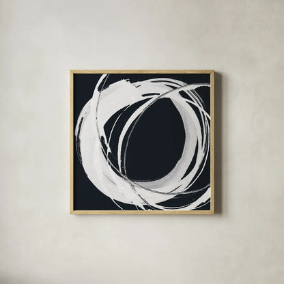 Gilded Enso I BW by Chris Paschke. Shown in a natural wood glass frame for a timeless modern aesthetic. Available as an archival giclee rolled canvas, fine art paper, or poster print. SKU 54816a.