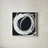 Gilded Enso I BW by Chris Paschke. Shown in a crisp white glass frame for a clean and minimalist style. Available as an archival giclee rolled canvas, fine art paper, or poster print. SKU 54816a.