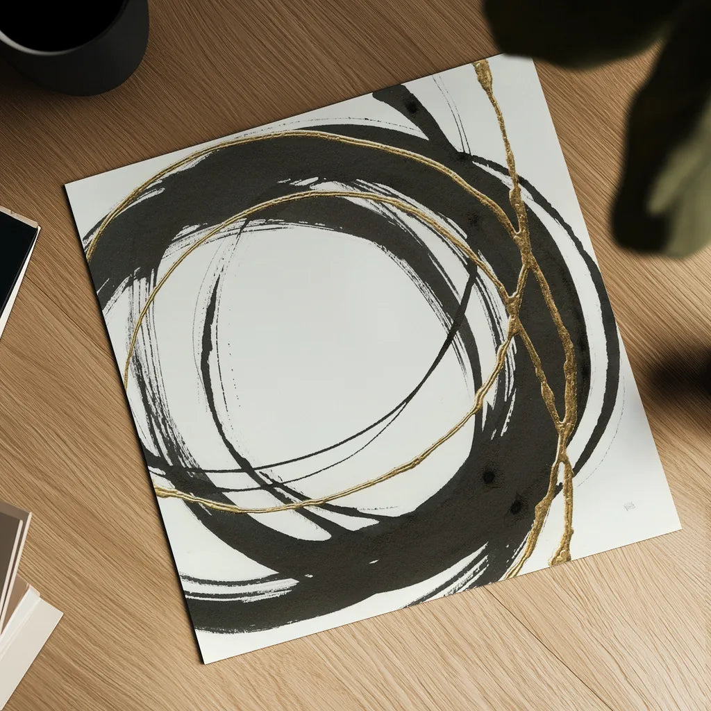 Gilded Enso II by Chris Paschke. Shown as a detailed flat fine art print, highlighting archival giclee quality. Available as an archival giclee rolled canvas, fine art paper, or poster print. SKU 34702a.