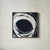 Gilded Enso III BW by Chris Paschke. Shown in a sleek black glass frame for a contemporary gallery look. Available as an archival giclee rolled canvas, fine art paper, or poster print. SKU 54818a.