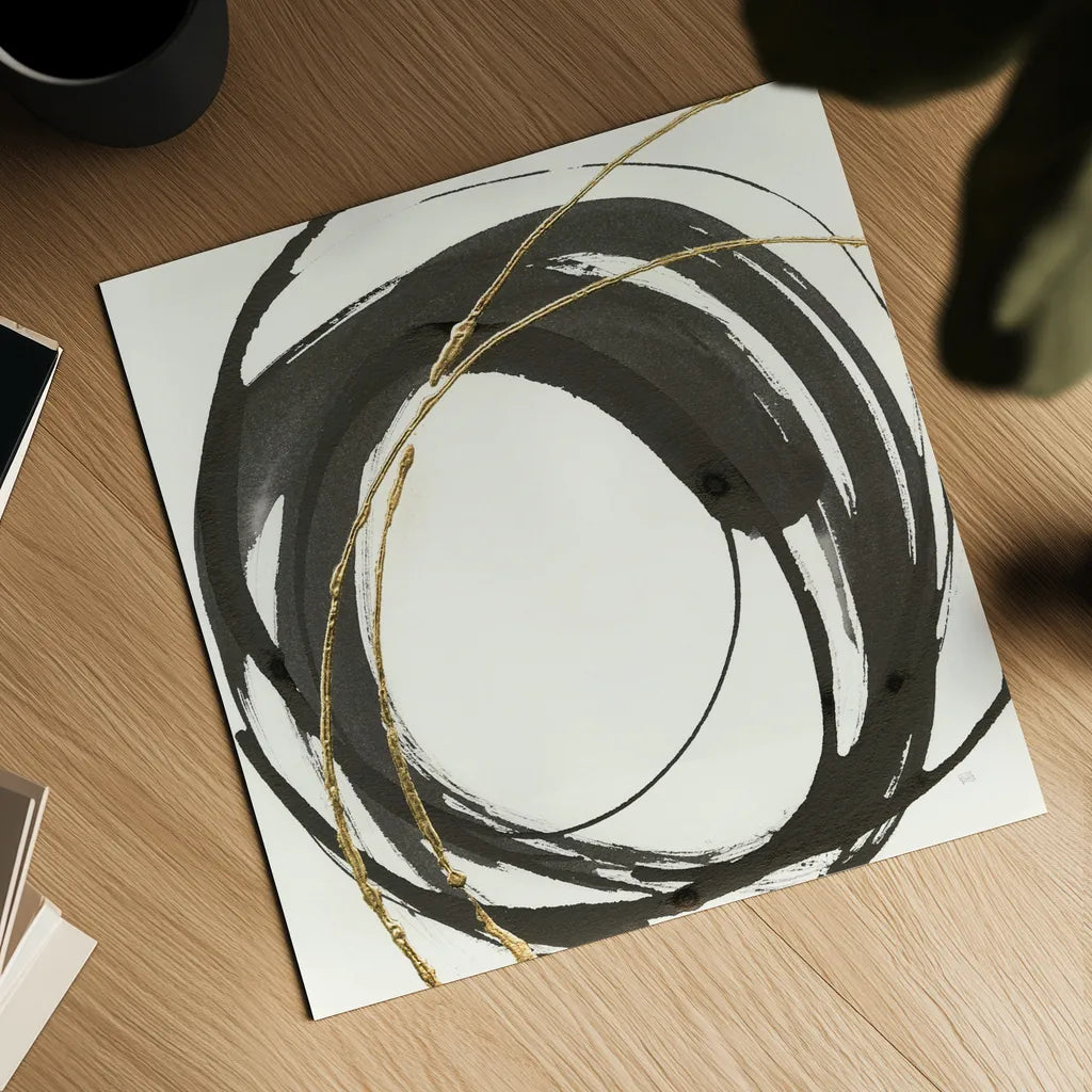 Gilded Enso IV by Chris Paschke. Shown as a detailed flat fine art print, highlighting archival giclee quality. Available as an archival giclee rolled canvas, fine art paper, or poster print. SKU 34704a.