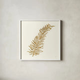 Gilded Fern I by Chris Paschke. Shown in a crisp white glass frame for a clean and minimalist style. Available as an archival giclee rolled canvas, fine art paper, or poster print. SKU 57195a.