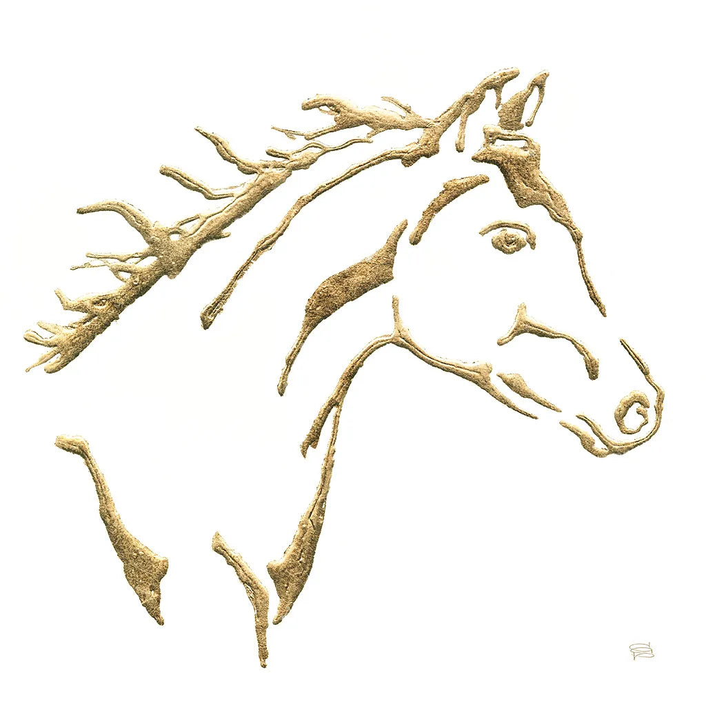 Gilded Filly on White by Chris Paschke. SKU 32636a. Archival Giclee Fine art print for wall decor.