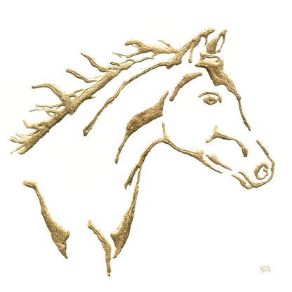 Gilded Filly on White by Chris Paschke. SKU 32636a. Archival Giclee Fine art print for wall decor.