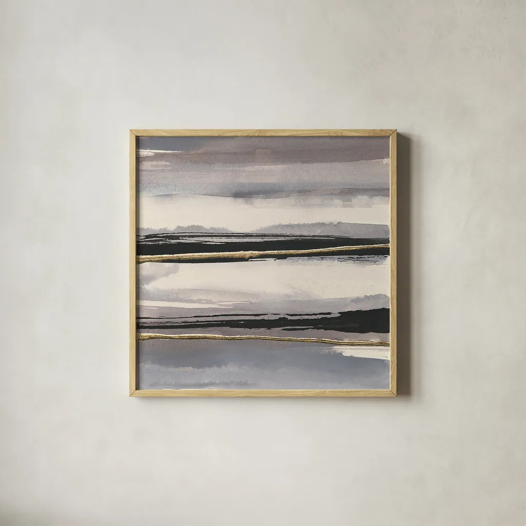 Gilded Grey II by Chris Paschke. Shown in a natural wood glass frame for a timeless modern aesthetic. Available as an archival giclee rolled canvas, fine art paper, or poster print. SKU 25556a.