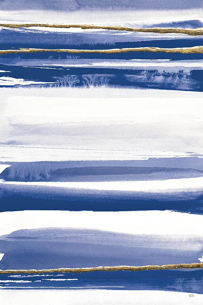 Gilded Grey III Indigo and White by Chris Paschke. SKU 27104h. Archival Giclee Fine art print for wall decor.