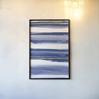 Gilded Grey IV Indigo and White by Chris Paschke. shown as a paper print in a black flame. Available as a archival giclee rolled canvas, fine art paper, or poster print. SKU 27105h.