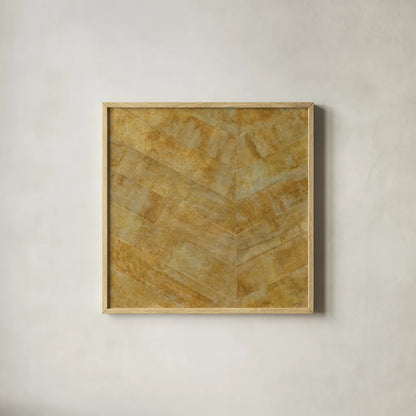 Gilded Herringbone I by Chris Paschke. Shown in a natural wood glass frame for a timeless modern aesthetic. Available as an archival giclee rolled canvas, fine art paper, or poster print. SKU 48048a.