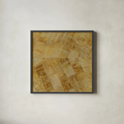 Gilded Herringbone II by Chris Paschke. Shown in a sleek black glass frame for a contemporary gallery look. Available as an archival giclee rolled canvas, fine art paper, or poster print. SKU 48049a.