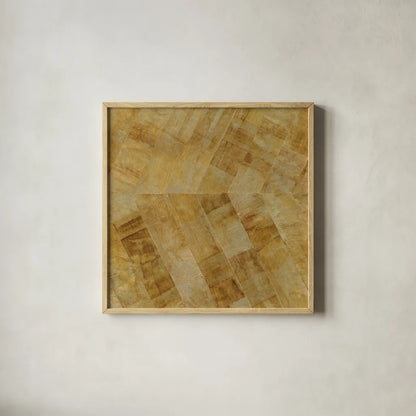 Gilded Herringbone II by Chris Paschke. Shown in a natural wood glass frame for a timeless modern aesthetic. Available as an archival giclee rolled canvas, fine art paper, or poster print. SKU 48049a.