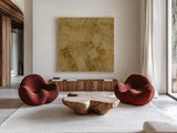 Gilded Herringbone II by Chris Paschke. Shown as extra-large giant wall art in a modern living room. Available as an archival giclee rolled canvas, fine art paper, or poster print. SKU 48049a.