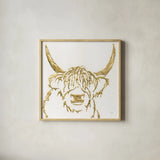 Gilded Highlander I by Chris Paschke. Shown in a natural wood glass frame for a timeless modern aesthetic. Available as an archival giclee rolled canvas, fine art paper, or poster print. SKU 53315a.