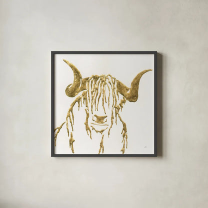 Gilded Highlander II by Chris Paschke. Shown in a sleek black glass frame for a contemporary gallery look. Available as an archival giclee rolled canvas, fine art paper, or poster print. SKU 53316a.