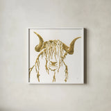 Gilded Highlander II by Chris Paschke. Shown in a crisp white glass frame for a clean and minimalist style. Available as an archival giclee rolled canvas, fine art paper, or poster print. SKU 53316a.