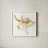 Gilded Highlander III by Chris Paschke. Shown in a crisp white glass frame for a clean and minimalist style. Available as an archival giclee rolled canvas, fine art paper, or poster print. SKU 53317a.