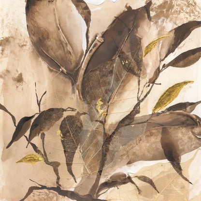 Gilded Leaf Collage I by Chris Paschke. SKU 96187a. Archival Giclee Fine art print for wall decor.