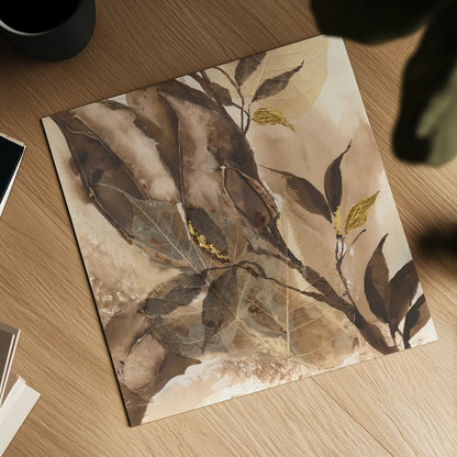 Gilded Leaf Collage II by Chris Paschke. Shown as a detailed flat fine art print, highlighting archival giclee quality. Available as an archival giclee rolled canvas, fine art paper, or poster print. SKU 96188a.