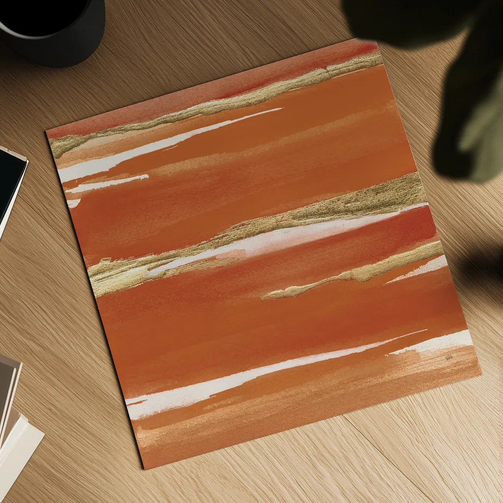 Gilded Mandarin I Burnt Orange by Chris Paschke. Shown as a detailed flat fine art print, highlighting archival giclee quality. Available as an archival giclee rolled canvas, fine art paper, or poster print. SKU 50776a.