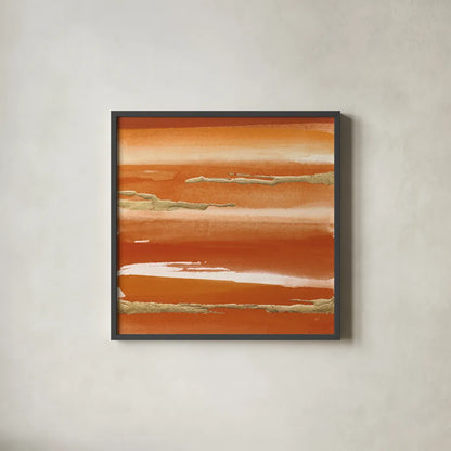 Gilded Mandarin III Burnt Orange by Chris Paschke. Shown in a sleek black glass frame for a contemporary gallery look. Available as an archival giclee rolled canvas, fine art paper, or poster print. SKU 50777a.
