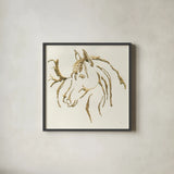 Gilded Mare by Chris Paschke. Shown in a sleek black glass frame for a contemporary gallery look. Available as an archival giclee rolled canvas, fine art paper, or poster print. SKU 31776a.