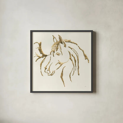 Gilded Mare by Chris Paschke. Shown in a sleek black glass frame for a contemporary gallery look. Available as an archival giclee rolled canvas, fine art paper, or poster print. SKU 31776a.