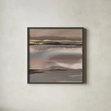 Gilded Morning Fog I by Chris Paschke. Shown in a sleek black glass frame for a contemporary gallery look. Available as an archival giclee rolled canvas, fine art paper, or poster print. SKU 26744a.