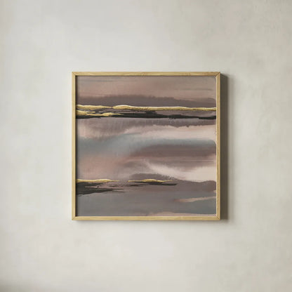 Gilded Morning Fog I by Chris Paschke. Shown in a natural wood glass frame for a timeless modern aesthetic. Available as an archival giclee rolled canvas, fine art paper, or poster print. SKU 26744a.