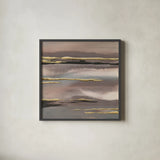 Gilded Morning Fog I Gold by Chris Paschke. Shown in a sleek black glass frame for a contemporary gallery look. Available as an archival giclee rolled canvas, fine art paper, or poster print. SKU 27428a.