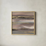 Gilded Morning Fog I Gold by Chris Paschke. Shown in a natural wood glass frame for a timeless modern aesthetic. Available as an archival giclee rolled canvas, fine art paper, or poster print. SKU 27428a.