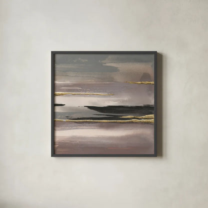Gilded Morning Fog II by Chris Paschke. Shown in a sleek black glass frame for a contemporary gallery look. Available as an archival giclee rolled canvas, fine art paper, or poster print. SKU 26745a.