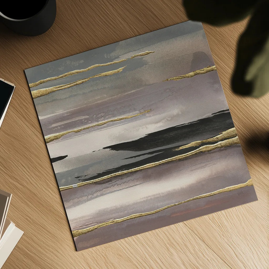 Gilded Morning Fog II Gold by Chris Paschke. Shown as a detailed flat fine art print, highlighting archival giclee quality. Available as an archival giclee rolled canvas, fine art paper, or poster print. SKU 27429a.